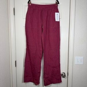 Athleta Retreat 100% Linen High Rise Wide Leg Pants Coffeeberry NWT Size 8T